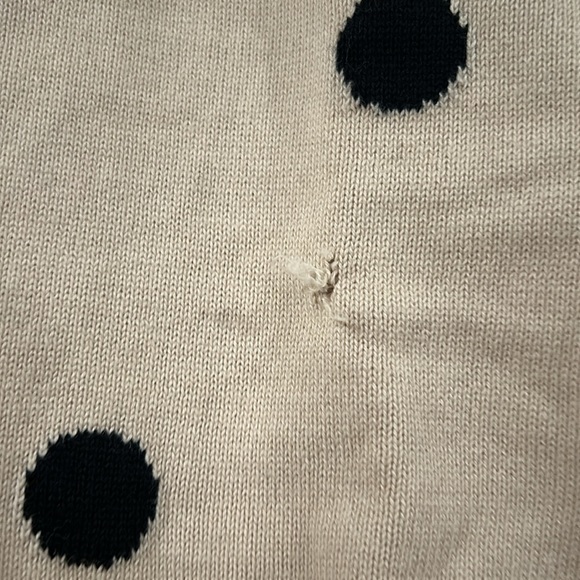NWT Banana Republic Womens Sweater Cream Polka Dot Long Sleeve Lightweight - Picture 2 of 6